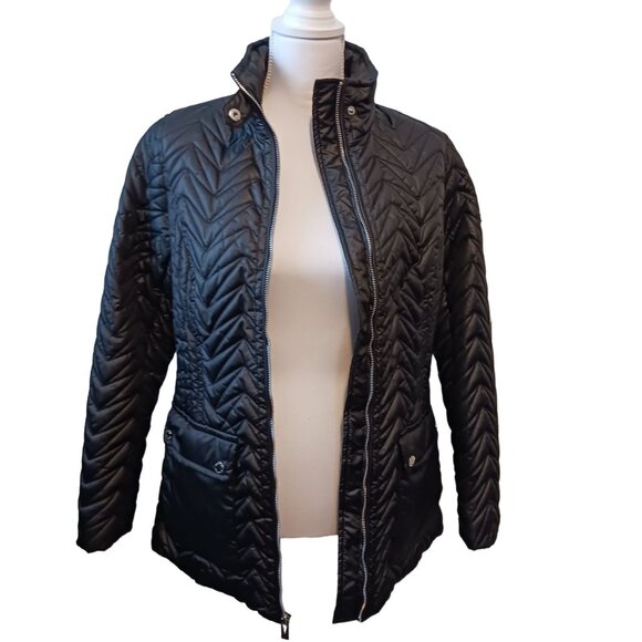 Via Spiga Black Zig Zag Quilted Jacket with Snap Details & Front Pockets Size XS - Picture 7 of 16